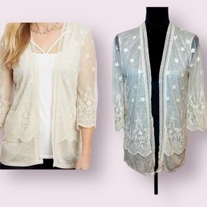 NWT Maurices Lace Overlay Cream Cardigan Size Medium
